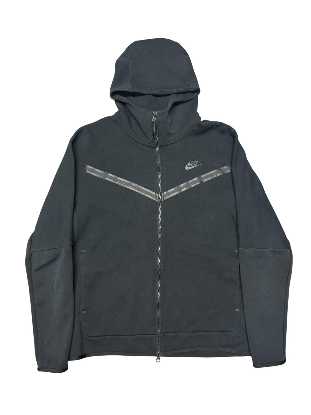 Nike Windrunner Tech Fleece Hoodie Sweatshirt Mens Large Black Full Zip Logo